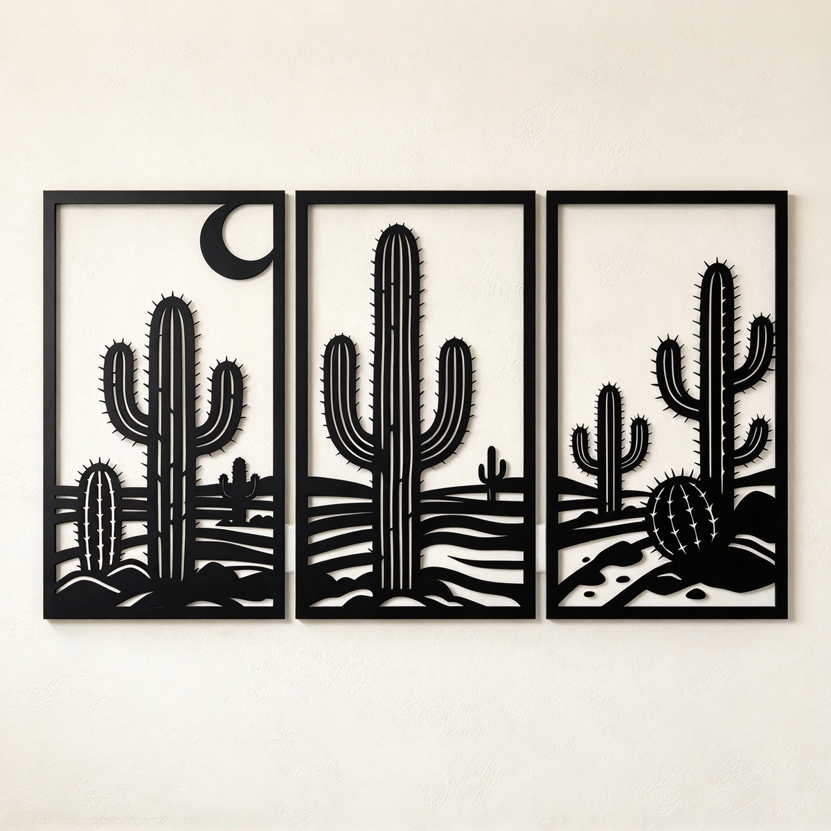 3-Piece Metal Wall Art-Cactus