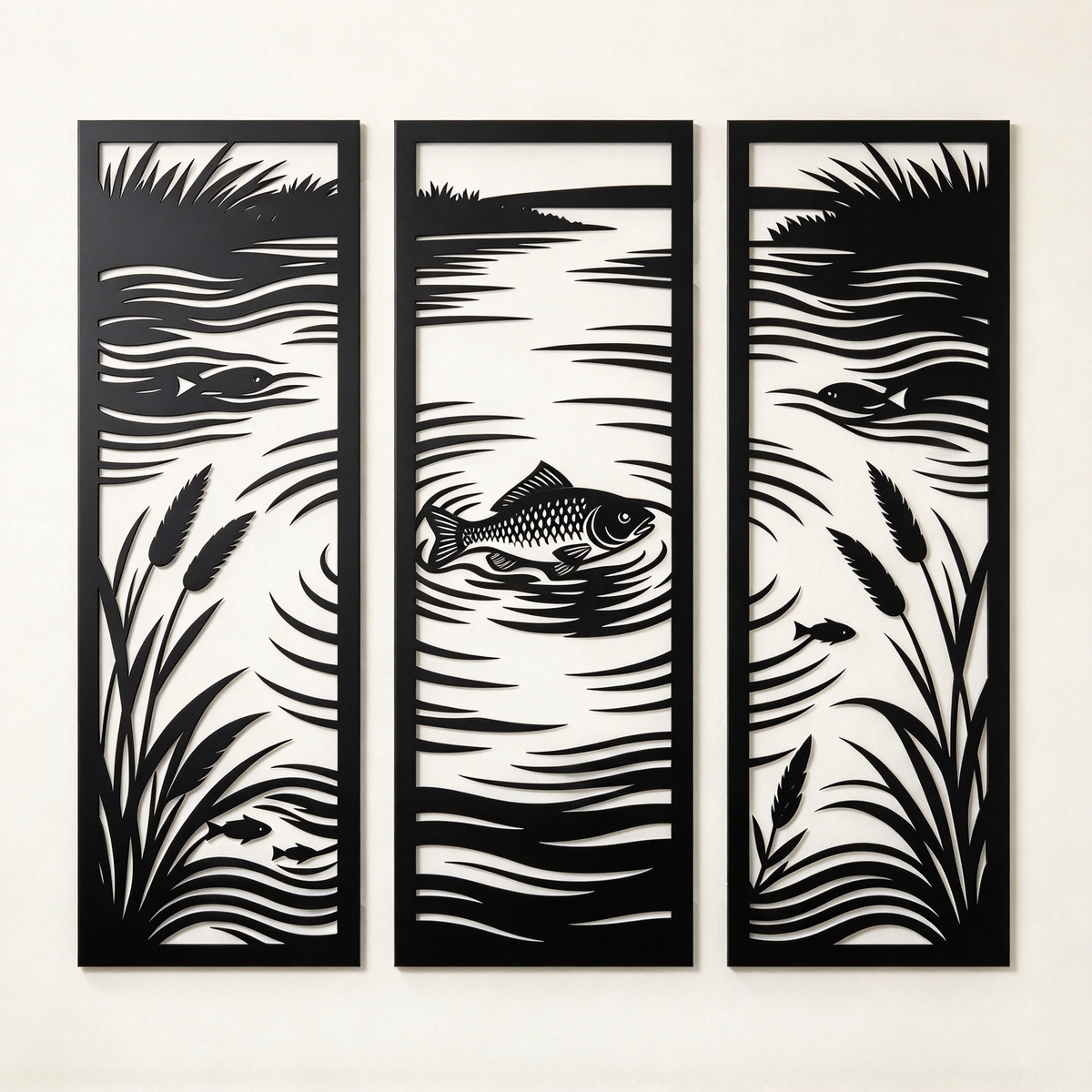3-Piece Metal Wall Art-Lake Fish